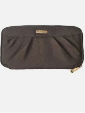Travelon Black Pleated Zip Wallet with Gold Accent
